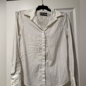 Club Monaco White Pinstripe Button-Down Shirt